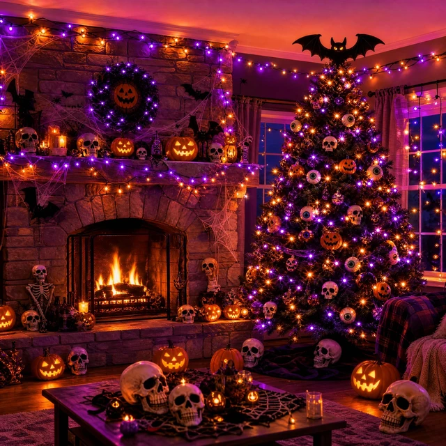 Alt view image 7 of 7 - Halloween Lights, 200 LED 66FT Outdoor Halloween Lights Plug in with 8 Modes, Waterproof Light Outdoor, Indoor Decorations for Party Yard Haunted House Decor, Orange and Purple