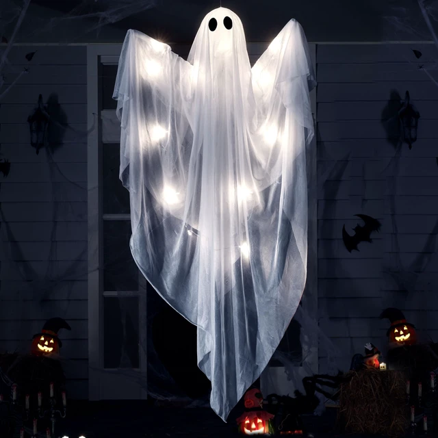 Main image of Halloween Hanging Light up Ghost, 47" White Ghosts with Cold White LED Light and Timer Halloween Hanging Decoration Waterproof for Front Yard Patio LawnGarden Party Decor Indoor Outdoor