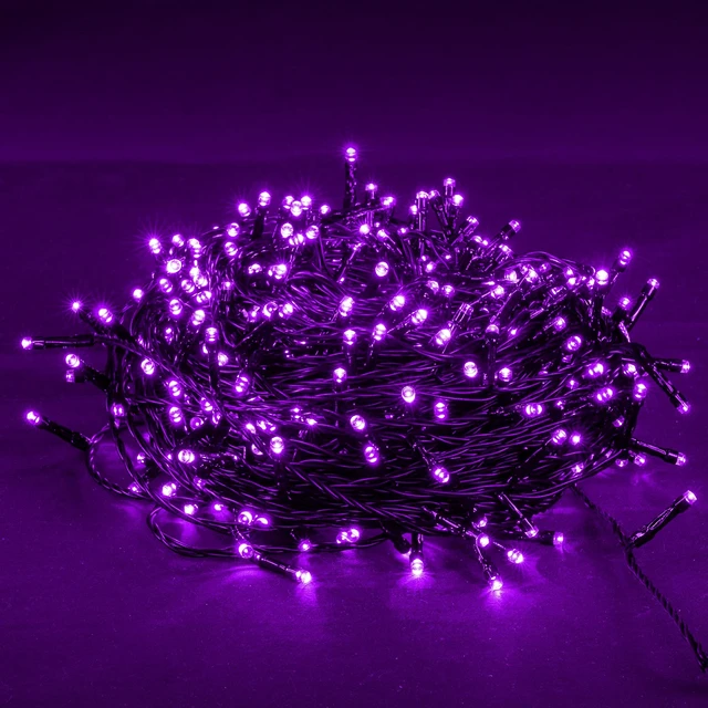 Alt view image 4 of 7 - Halloween 300 LED String Lights, 100FT Connectable String Lights with 8 Lighting Modes, Halloween Decorations for Party Carnival Supplies, Indoor Outdoor Yard Garden Decor (Purple)