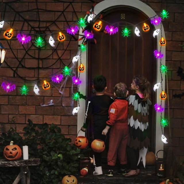 Alt view image 4 of 7 - 20FT 40LED Halloween Lights Outdoor Indoor Pumpkin Bat Spider Ghost Halloween String Lights Battery Operated, 8 Light Modes Waterproof Fairy Lights Decorations for Home Yard Window Party Outside Decor