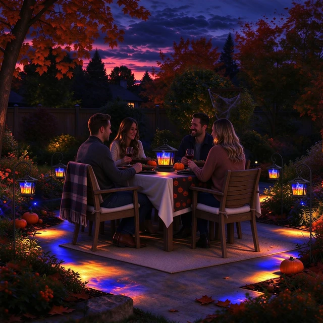 Alt view image 4 of 7 - 2 Pack Flashing Flame Solar Pendant Lights | Halloween Outdoor LED Simulated Flame Solar Garden Light, IP65 Waterproof Perfect Halloween decor for lawns, patios, etc.