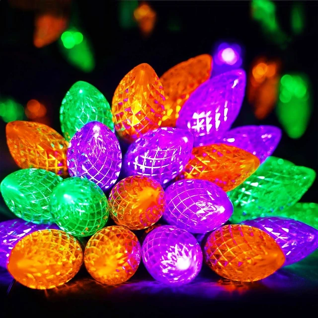 Main image of 2 Pack C9 Halloween String Lights Plug in 66 FT 100 LED Orange Purple Green 8 Modes & Timer, Extendable,IP44 Waterproof, Fairy Twinkle Light Indoor Outdoor for Creepy Halloween Party Garden Tree Decor