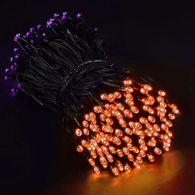 Alt view image 4 of 7 - Halloween Lights, 400 LED 132FT Outdoor Halloween Lights Plug in with 8 Modes, Waterproof Light Outdoor, Indoor Decorations for Party Yard Haunted House Decor, Orange and Purple