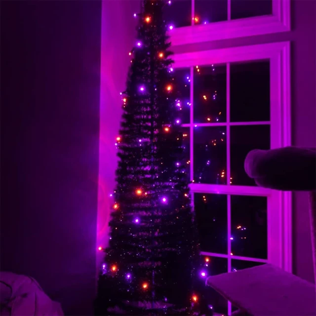 Alt view image 7 of 7 - Halloween Lights, 400 LED 132FT Outdoor Halloween Lights Plug in with 8 Modes, Waterproof Light Outdoor, Indoor Decorations for Party Yard Haunted House Decor, Orange and Purple