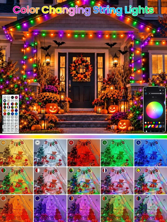 Alt view image 2 of 7 - 240LED Smart Color Changing String Lights 92FT Halloween Lights App Remote | Music Sync, Multi Colors and Modes, Timer, Waterproof RGB Twinkle Lights Outdoor Indoor for Christmas Halloween Fall Decor
