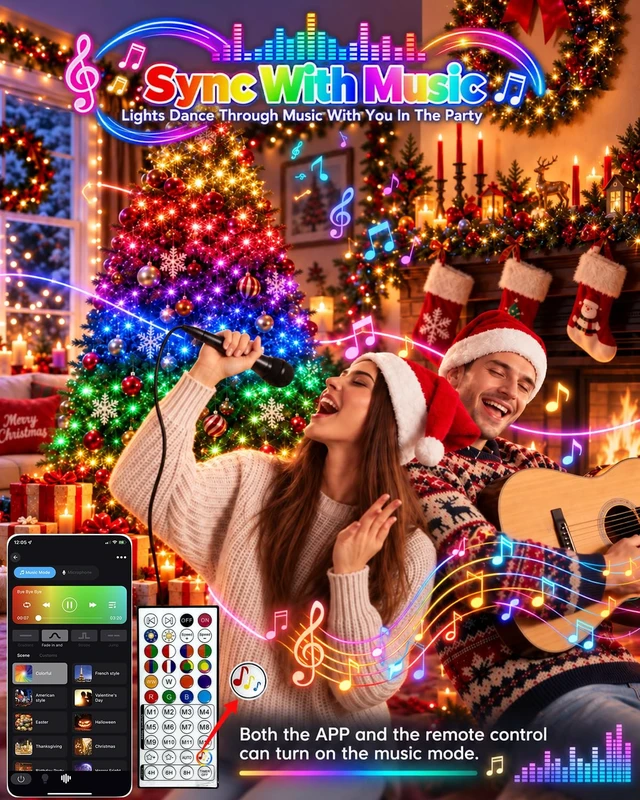Alt view image 7 of 7 - 240LED Smart Color Changing String Lights 92FT Halloween Lights App Remote | Music Sync, Multi Colors and Modes, Timer, Waterproof RGB Twinkle Lights Outdoor Indoor for Christmas Halloween Fall Decor