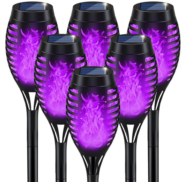 Main image of Halloween Decorations Outdoor Flickering Flame Purple Halloween Solar Light | Solar Torch Lights for Halloween Yard Decorations, Waterproof Outdoor Halloween Lights for Garden Pathway Halloween Decor