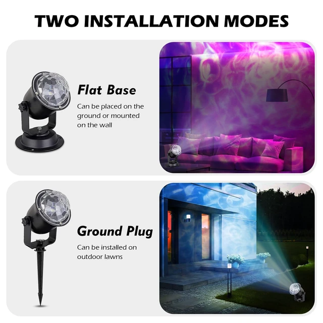 Alt view image 2 of 6 - Christmas Halloween Projector Lights Outdoor, Projector Lights Outdoor Decorations for Yard, 15 Colors Water Wave Ocean Effect Night Lights Projector, Waterproof, Remote, Timing