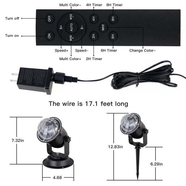 Alt view image 5 of 6 - Christmas Halloween Projector Lights Outdoor, Projector Lights Outdoor Decorations for Yard, 15 Colors Water Wave Ocean Effect Night Lights Projector, Waterproof, Remote, Timing