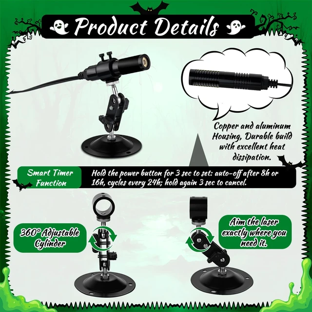Alt view image 2 of 7 - Green Laser Line Projector for Halloween Swamp Party Decoration | Halloween Waterproof Laser Projector Light Bubble Fog Machine for Laser Portals Ghost Footprints Outdoor Haunted Garden Decor