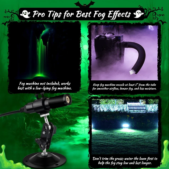 Alt view image 3 of 7 - Green Laser Line Projector for Halloween Swamp Party Decoration | Halloween Waterproof Laser Projector Light Bubble Fog Machine for Laser Portals Ghost Footprints Outdoor Haunted Garden Decor