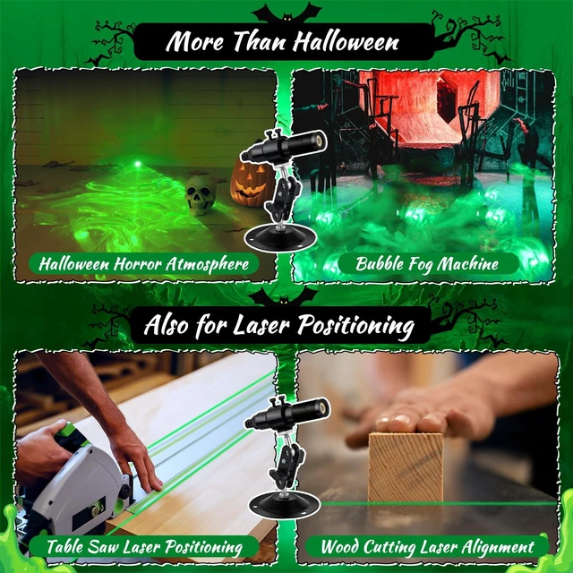Alt view image 6 of 7 - Green Laser Line Projector for Halloween Swamp Party Decoration | Halloween Waterproof Laser Projector Light Bubble Fog Machine for Laser Portals Ghost Footprints Outdoor Haunted Garden Decor