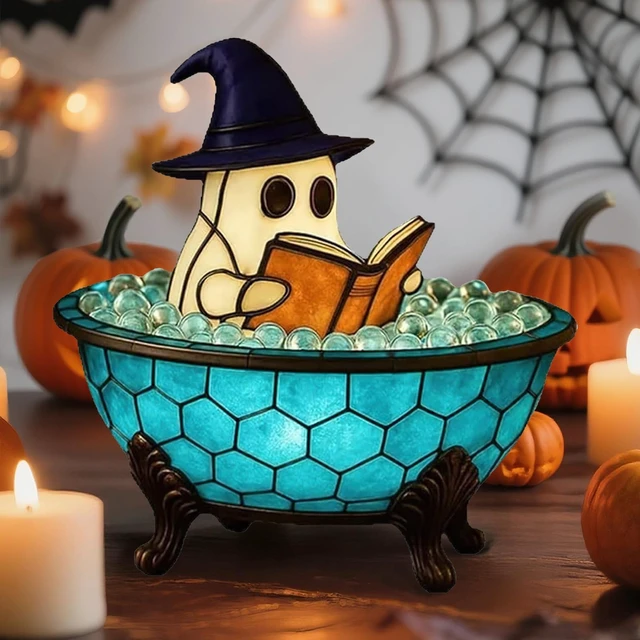 Main image of Halloween Ghost Bubble Bath Lamp, for Indoor Readers & Book Lover Desk Home | Cute Bathtub Ghost Night Lights for Halloween Decor, Reading Books Nightlight, Halloween Decorations