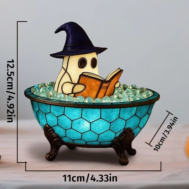 Alt view image 2 of 6 - Halloween Ghost Bubble Bath Lamp, for Indoor Readers & Book Lover Desk Home | Cute Bathtub Ghost Night Lights for Halloween Decor, Reading Books Nightlight, Halloween Decorations