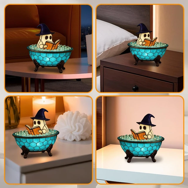 Alt view image 5 of 6 - Halloween Ghost Bubble Bath Lamp, for Indoor Readers & Book Lover Desk Home | Cute Bathtub Ghost Night Lights for Halloween Decor, Reading Books Nightlight, Halloween Decorations