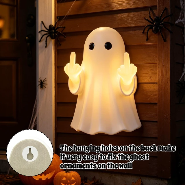 Alt view image 6 of 7 - Halloween Ghost Light Glow Cute Finger Ghost Statue | Big for Wall Mount or Tabletop Display,Mantel New Year's Gifts Tabletop Home Decor