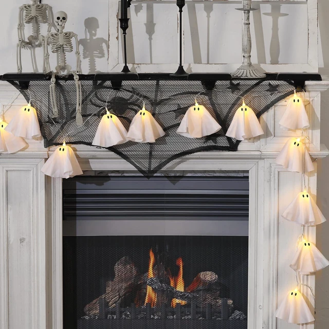 Main image of Halloween Decoration-Light Up Ghost Garland | Handmade Ghost Lights Banner for Home Party Fireplace Mantle Windows Decor