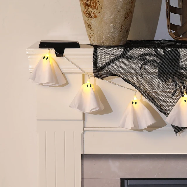 Alt view image 2 of 6 - Halloween Decoration-Light Up Ghost Garland | Handmade Ghost Lights Banner for Home Party Fireplace Mantle Windows Decor