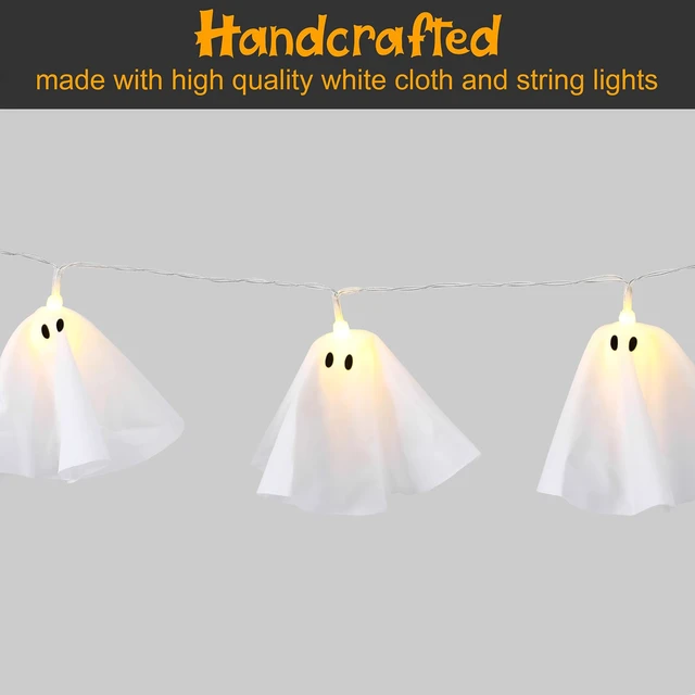 Alt view image 6 of 6 - Halloween Decoration-Light Up Ghost Garland | Handmade Ghost Lights Banner for Home Party Fireplace Mantle Windows Decor