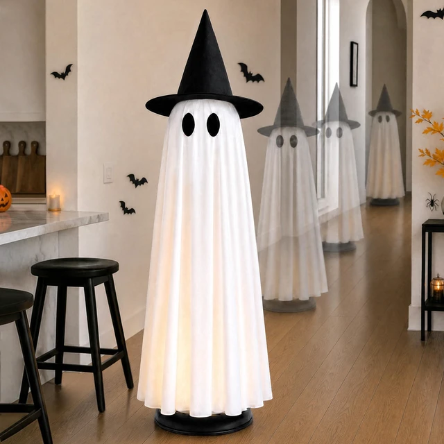 Main image of Halloween Decoration Indoor 46.5" Lighted Animated Floating Ghost | Touch&sound activated,Light up,auto-avoidance,spooky&silent mode,easy setup,ideal for Halloween party home decor
