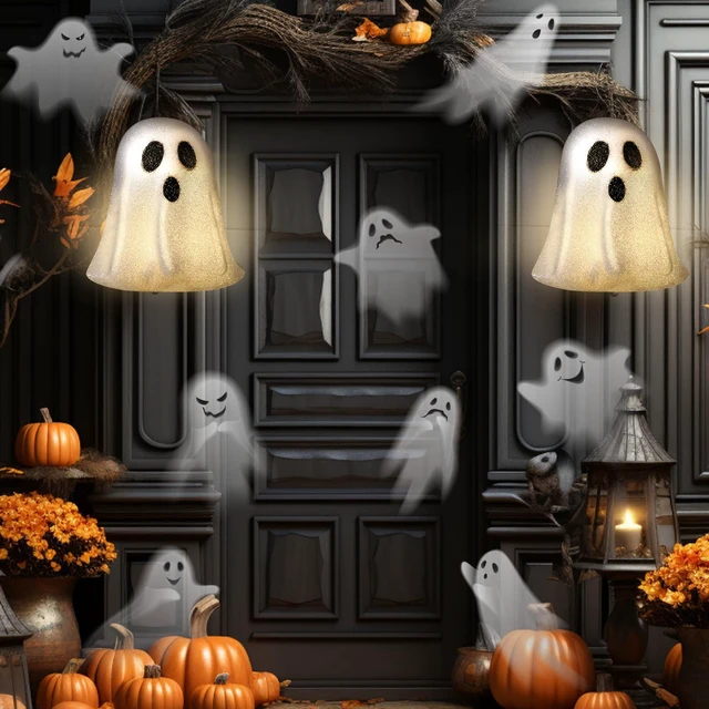Alt view image 6 of 6 - 2 Pcs Halloween Porch Light Cover, Ghost | Halloween Flexible Light Cover, Classic Shape, Spooky Design, Home Fixtures Outdoor