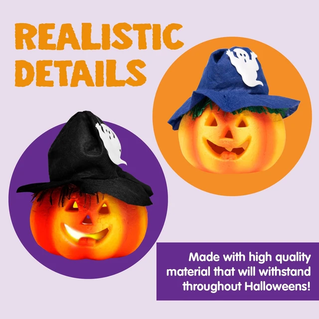 Alt view image 4 of 7 - 6 Pcs Light Up Pumpkins Halloween Decorations Outdoor Indoor Jack O Lanterns Decor LED Foam Home Large Trick Or Treat Bucket