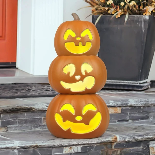 Main image of 17" Jack O Lantern - Halloween Plastic Pumpkin Lantern - Holiday Pre-lit Pumpkin Lights-Halloween Decoration for Outdoor and Indoor- Waterproof and ETL Certified Light with Two Safety Fuse
