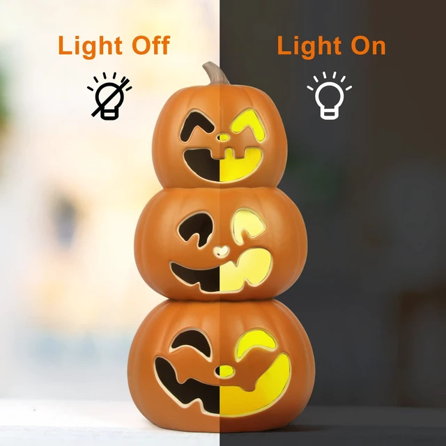 Alt view image 2 of 7 - 17" Jack O Lantern - Halloween Plastic Pumpkin Lantern - Holiday Pre-lit Pumpkin Lights-Halloween Decoration for Outdoor and Indoor- Waterproof and ETL Certified Light with Two Safety Fuse