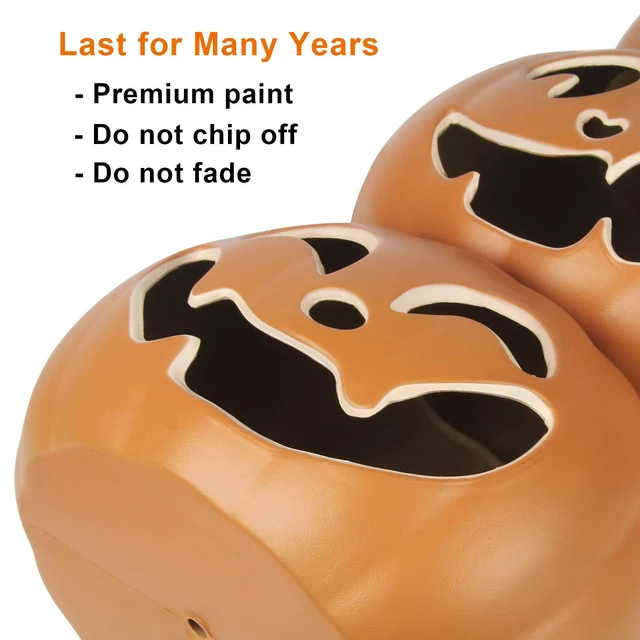 Alt view image 3 of 7 - 17" Jack O Lantern - Halloween Plastic Pumpkin Lantern - Holiday Pre-lit Pumpkin Lights-Halloween Decoration for Outdoor and Indoor- Waterproof and ETL Certified Light with Two Safety Fuse