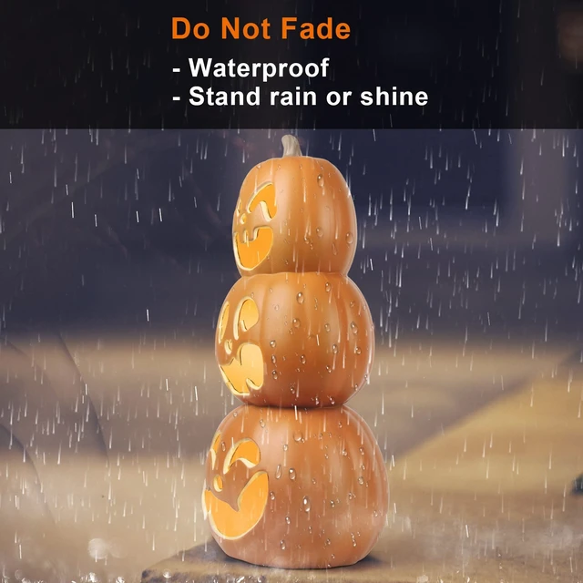 Alt view image 6 of 7 - 17" Jack O Lantern - Halloween Plastic Pumpkin Lantern - Holiday Pre-lit Pumpkin Lights-Halloween Decoration for Outdoor and Indoor- Waterproof and ETL Certified Light with Two Safety Fuse