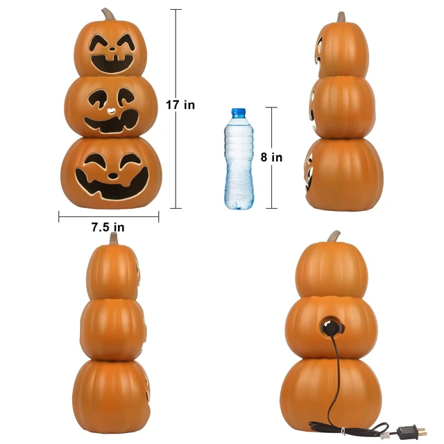 Alt view image 7 of 7 - 17" Jack O Lantern - Halloween Plastic Pumpkin Lantern - Holiday Pre-lit Pumpkin Lights-Halloween Decoration for Outdoor and Indoor- Waterproof and ETL Certified Light with Two Safety Fuse