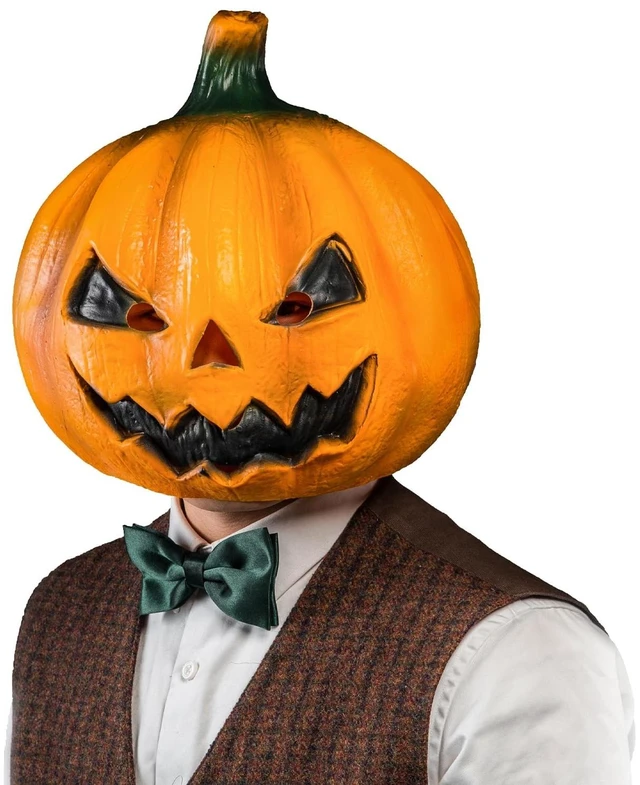 Main image of Jack-o-Lantern Mask, Costume for Halloween Party | Full Head Natural Latex Jack-o-Lantern Mask for Halloween Costumes, Haunted Events, Stage Scenes and Seasonal Photos