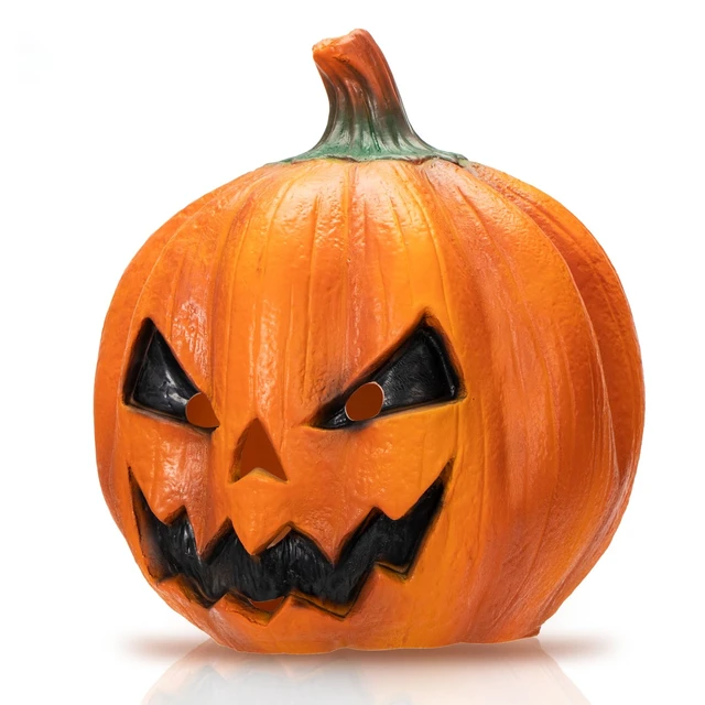 Alt view image 2 of 7 - Jack-o-Lantern Mask, Costume for Halloween Party | Full Head Natural Latex Jack-o-Lantern Mask for Halloween Costumes, Haunted Events, Stage Scenes and Seasonal Photos