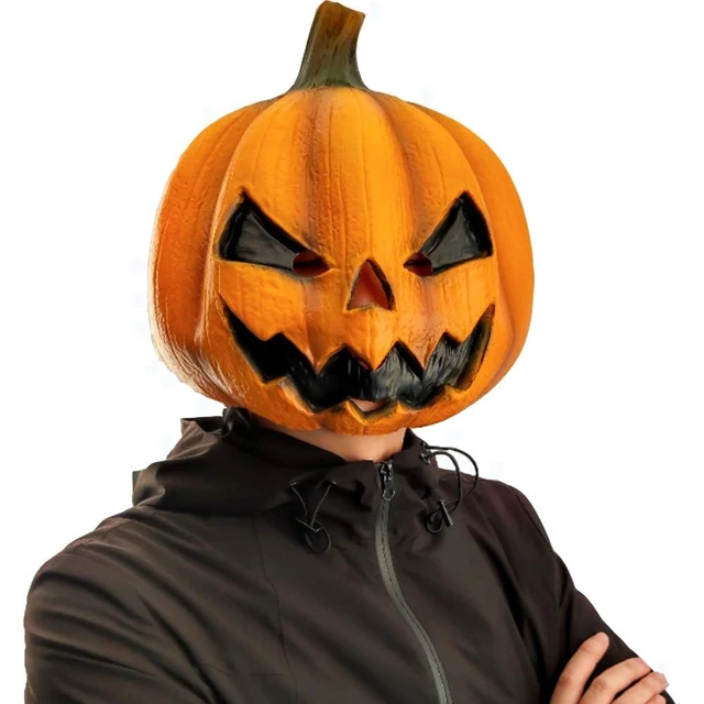 Alt view image 3 of 7 - Jack-o-Lantern Mask, Costume for Halloween Party | Full Head Natural Latex Jack-o-Lantern Mask for Halloween Costumes, Haunted Events, Stage Scenes and Seasonal Photos