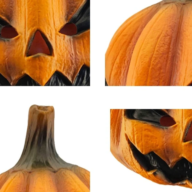 Alt view image 7 of 7 - Jack-o-Lantern Mask, Costume for Halloween Party | Full Head Natural Latex Jack-o-Lantern Mask for Halloween Costumes, Haunted Events, Stage Scenes and Seasonal Photos
