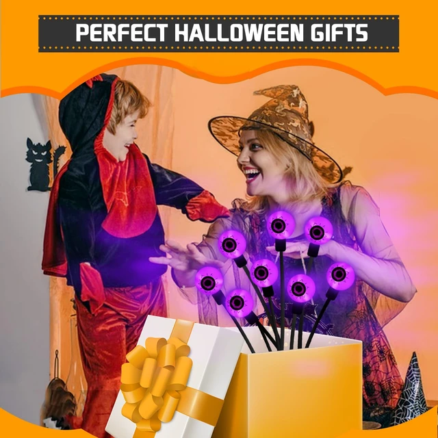 Alt view image 6 of 7 - Halloween Decorations Outdoor Solar Scary Eyeball Lights 2 Pack 16LED | Eyeball Swaying Firefly Lights Waterproof, 2 Modes Solar Lights for Yard/Garden/Lawn/Party Halloween Decor(Purple)