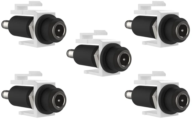 Main image of DC Keystone Jack, Power, 12v, 5.5mm x 2.1mm Connector for Keystone Wall Plate (5-Pack Barrel)