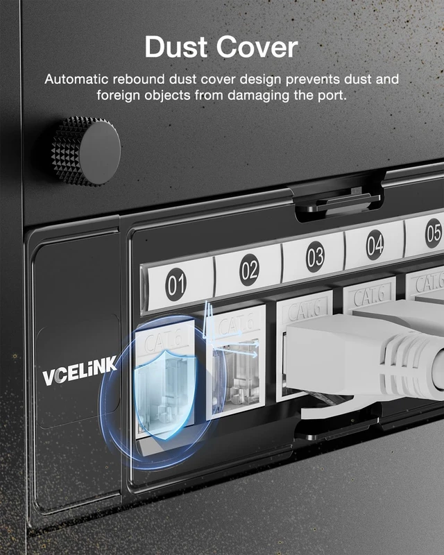Alt view image 2 of 7 - Cat6 Keystone Jacks with Dust-Proof Cover, White, 25-Pack | Dust-Proof, Slim Profile, 90-Degree Punch Down, UTP Ethernet Modular