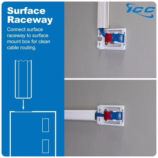 Alt view image 5 of 7 - 1-Port Surface Mount Box for Slim/Wide Keystone Jacks, White, 25-Pack | UL Listed, TAA compliant, compact outlet housing, voice and data connections, inserts sold separately, low-voltage cabling