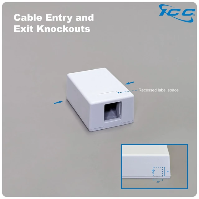 Alt view image 7 of 7 - 1-Port Surface Mount Box for Slim/Wide Keystone Jacks, White, 25-Pack | UL Listed, TAA compliant, compact outlet housing, voice and data connections, inserts sold separately, low-voltage cabling