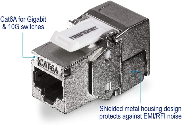 Alt view image 4 of 7 - Shielded Cat6A RJ45 Keystone Jack 6-Pack Bundle,TC-K06C6A | Use with The TC-KP24S Shielded Blank Keystone Patch Panel (Sold Separately), Silver