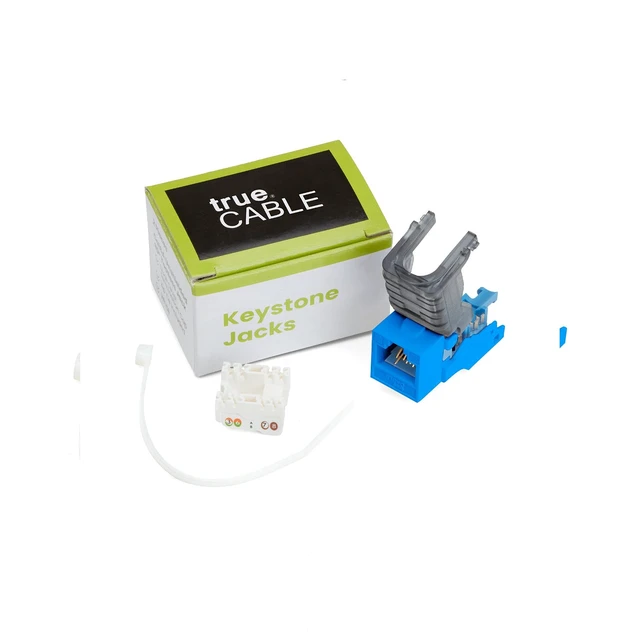 Alt view image 6 of 7 - Cat6A Toolless Keystone Jack, Unshielded (UTP), PoE++ (4PPoE) 100W, UL Listed, ETL Verified, ANSI/TIA Certified, Modular RJ45 Female, Blue, 2 Pack