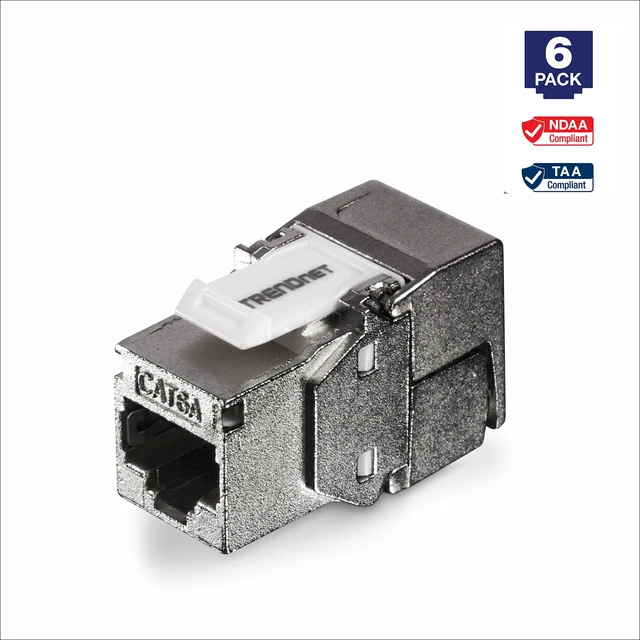 Alt view image 6 of 7 - Shielded Cat6A RJ45 Keystone Jack 6-Pack Bundle,TC-K06C6A | Use with The TC-KP24S Shielded Blank Keystone Patch Panel (Sold Separately), Silver