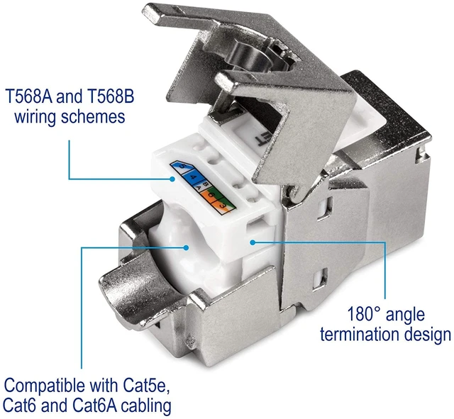 Alt view image 5 of 7 - Shielded Cat6A RJ45 Keystone Jack 6-Pack Bundle,TC-K06C6A | Use with The TC-KP24S Shielded Blank Keystone Patch Panel (Sold Separately), Silver
