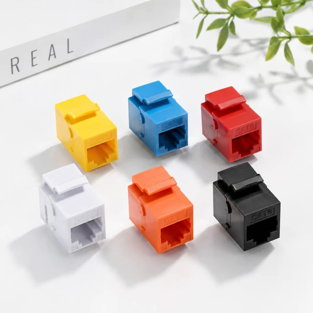 Alt view image 5 of 7 - Multicolor Cat6 Keystone Jack (12 Pack), RJ45 Ethernet Cable Coupler Female to Female, Slim Inline Keystone Coupler for Patch Panel Wallplate