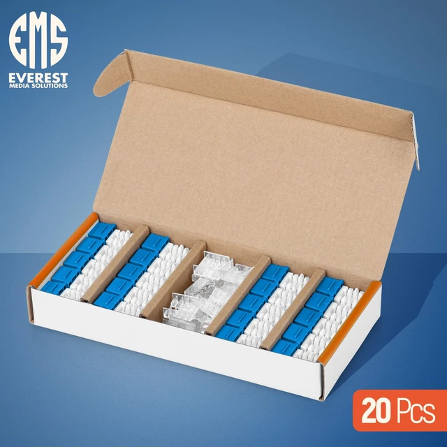 Alt view image 2 of 7 - 90 Degree RJ45 Cat6A Keystone Jacks 20-Pack Slim Profile Blue | Compatible with 90° Angled Speed Termination Tool - easyJACK (B094WB91H3)
