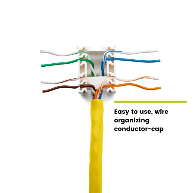 Alt view image 3 of 7 - Cat6A Toolless Keystone Jack, Unshielded (UTP), PoE++ (4PPoE) 100W, UL Listed, ETL Verified, ANSI/TIA Certified, Modular RJ45 Female, Yellow, 2 Pack
