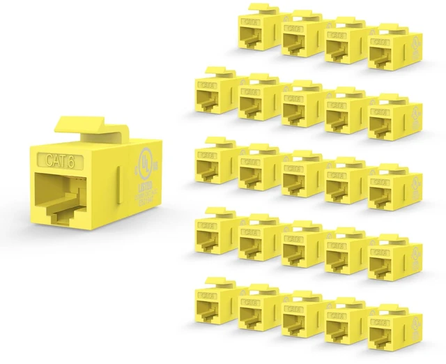Main image of UL Listed CAT6 Keystone Coupler PoE, Yellow, 25-Pack | UL Listed |10Gbps High Speed | PoE SupportFemale to Female | CAT6/CAT5E/CAT5Ethernet Cable Extender