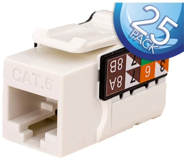 Main image of Cat6 Keystone Jack - White - 25 Pack