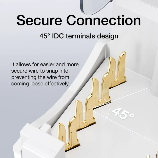 Alt view image 6 of 7 - Cat6 Keystone Jack Toolless 25-Pack, Slim Profile RJ45 | 90-Degree, UTP CAT6/CAT5E/CAT5 Compatible, Ethernet Wall Jack, White